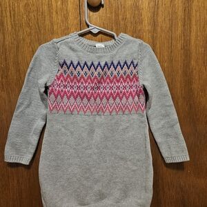 3T Carter's Gray Knit Dress with Pink and Navy Fair Isle Yoke